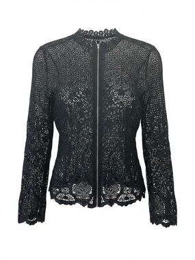 Sheer Black Lace Capelet Top